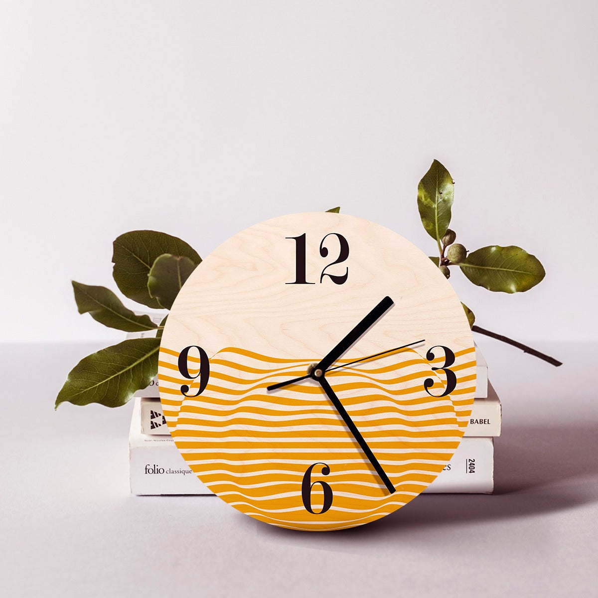 Wood Based Geometric Illusion Yellow Wall Clock