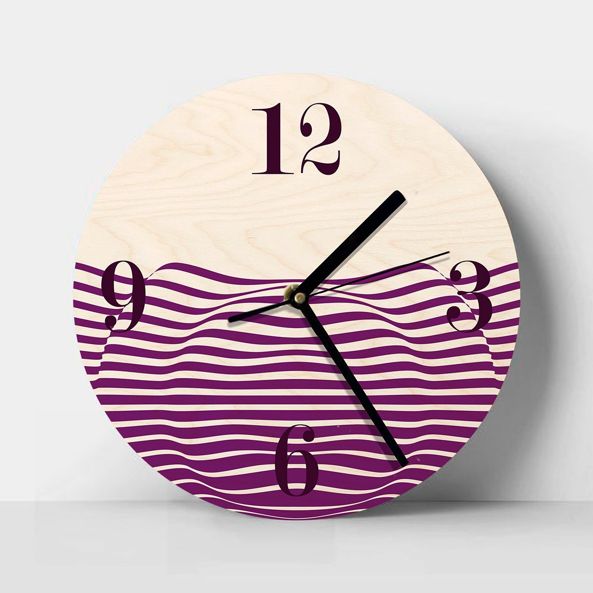 Wood Based Geometric Illusion Pink Wall Clock