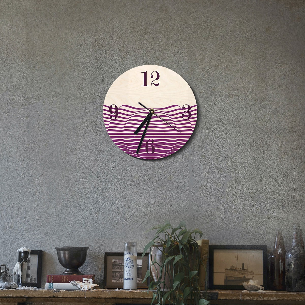 Wood Based Geometric Illusion Pink Wall Clock
