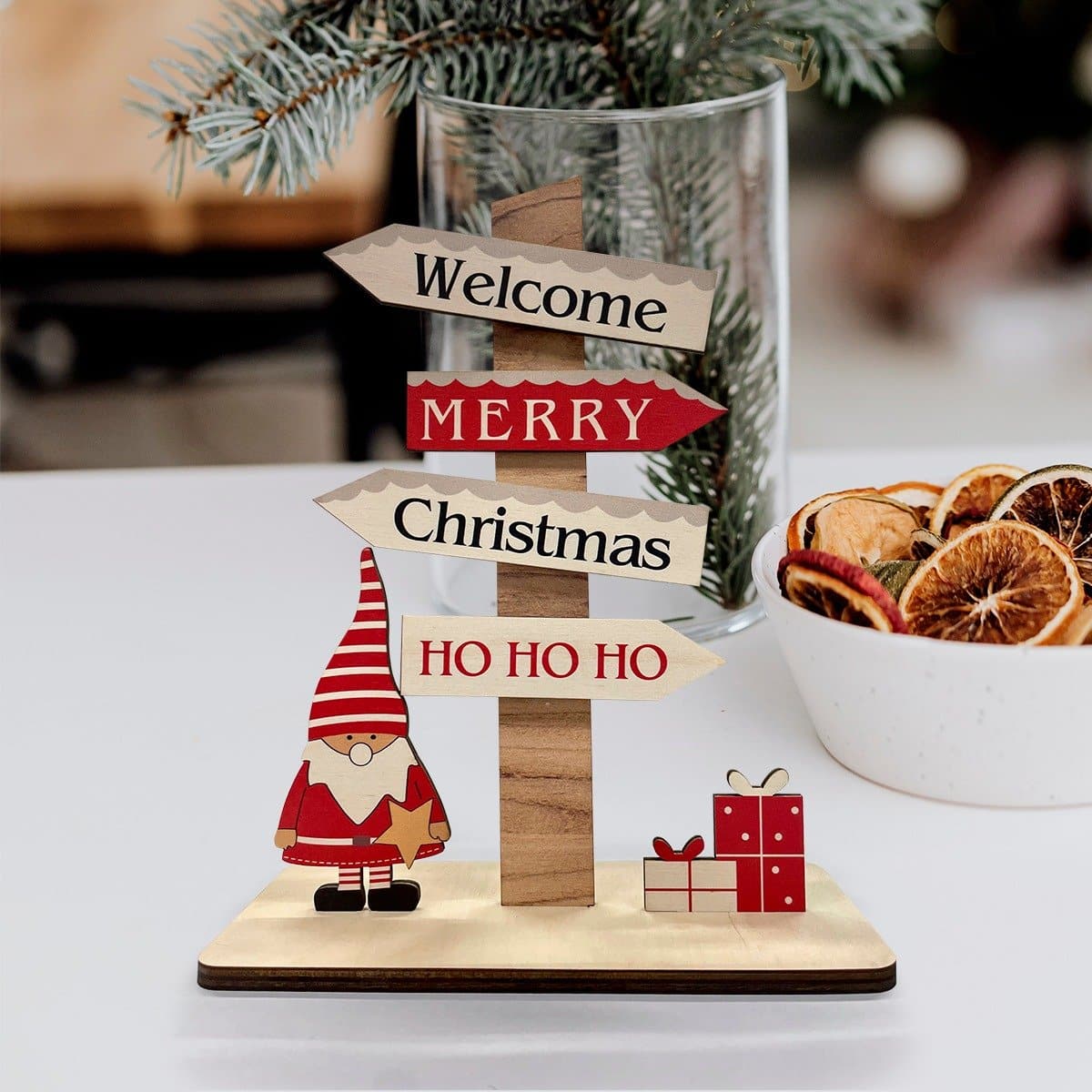 Wooden Christmas Table Decor