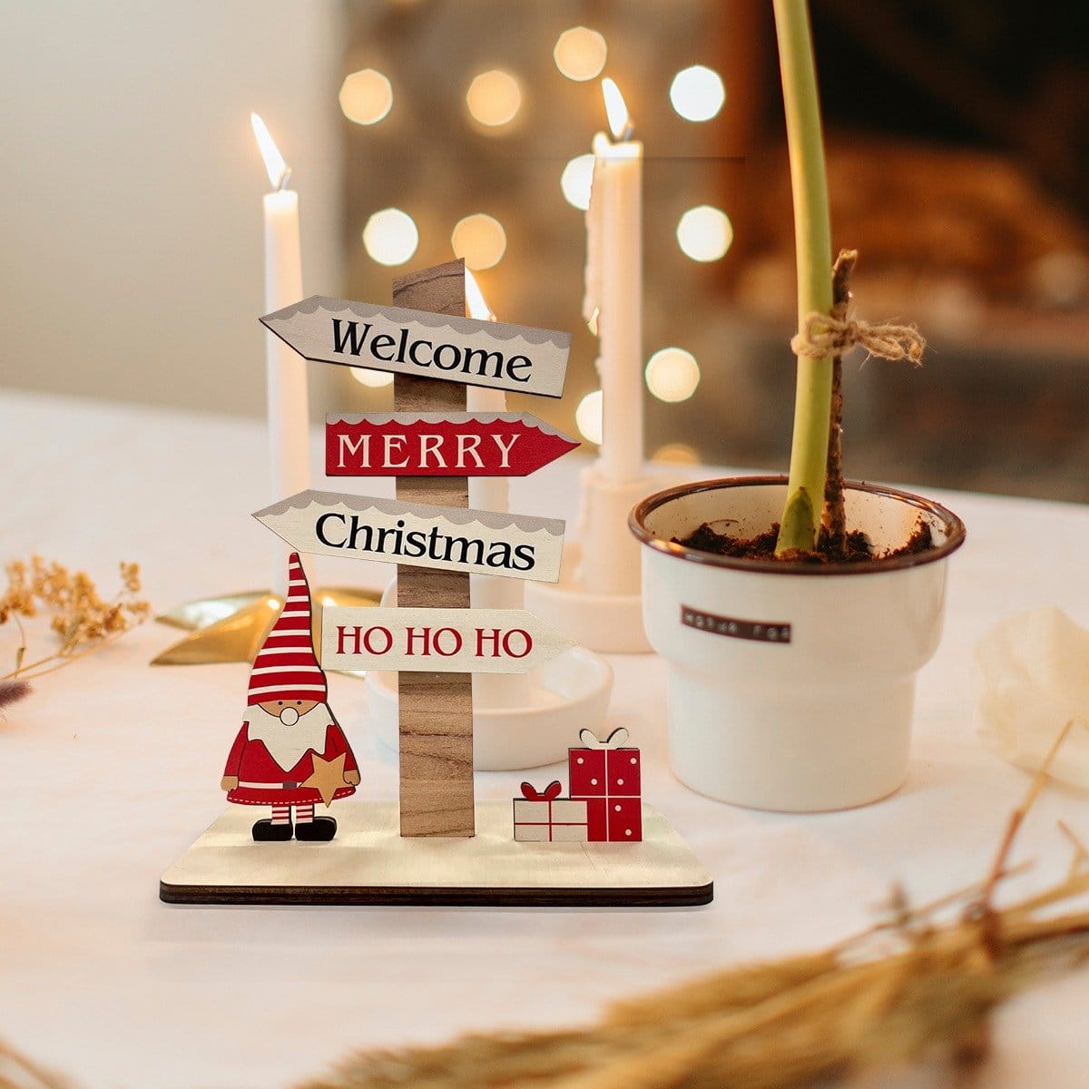 Wooden Christmas Table Decor