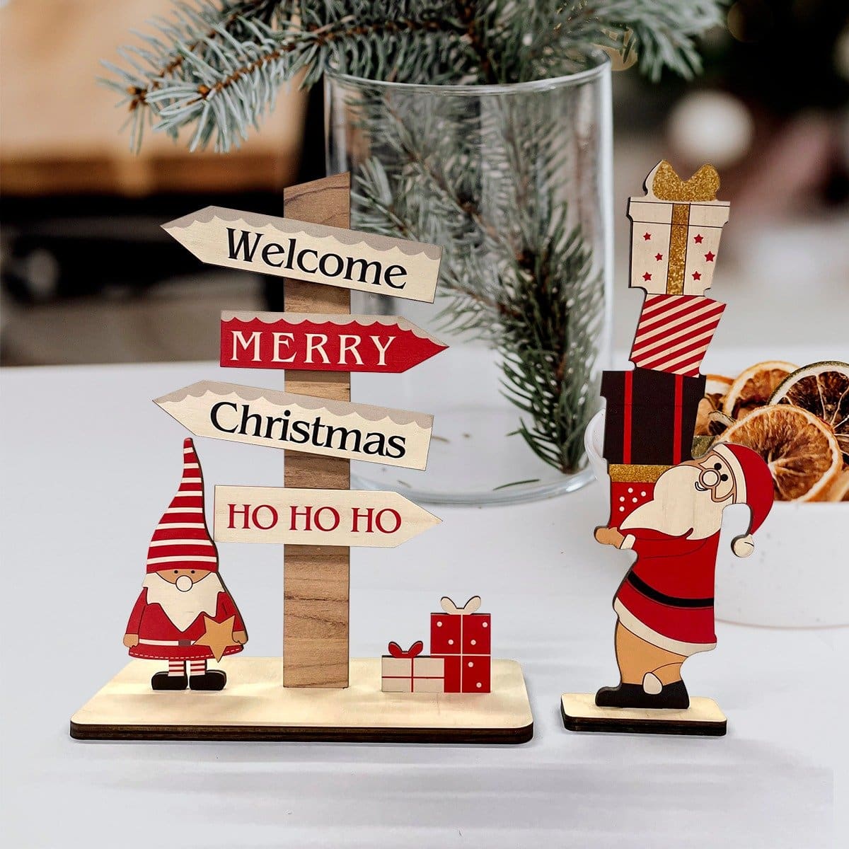 Wooden Christmas Table Decor