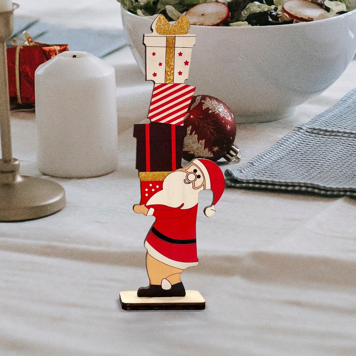 Wooden Christmas Table Decor