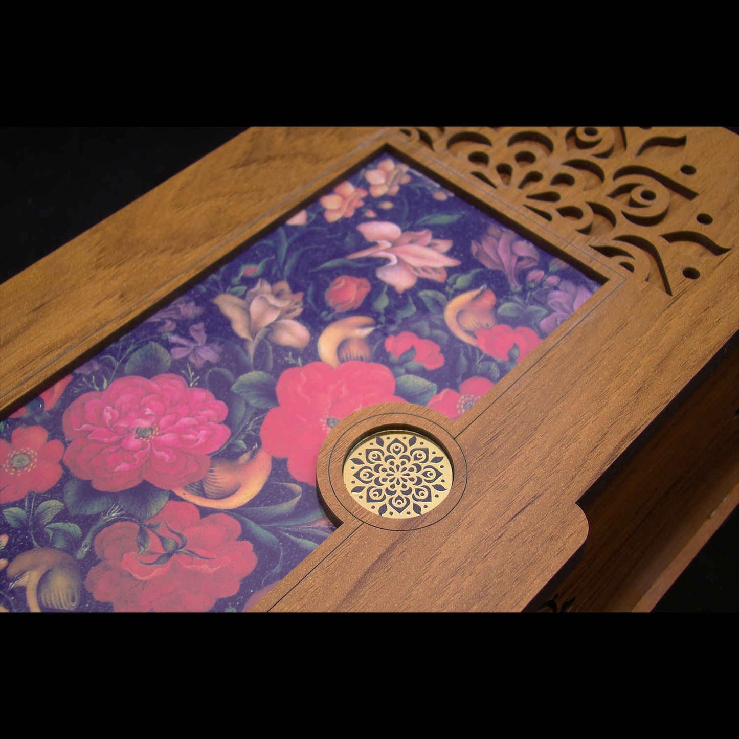 d box 028 Wooden Tea Bag Organizer Box with Floral Design