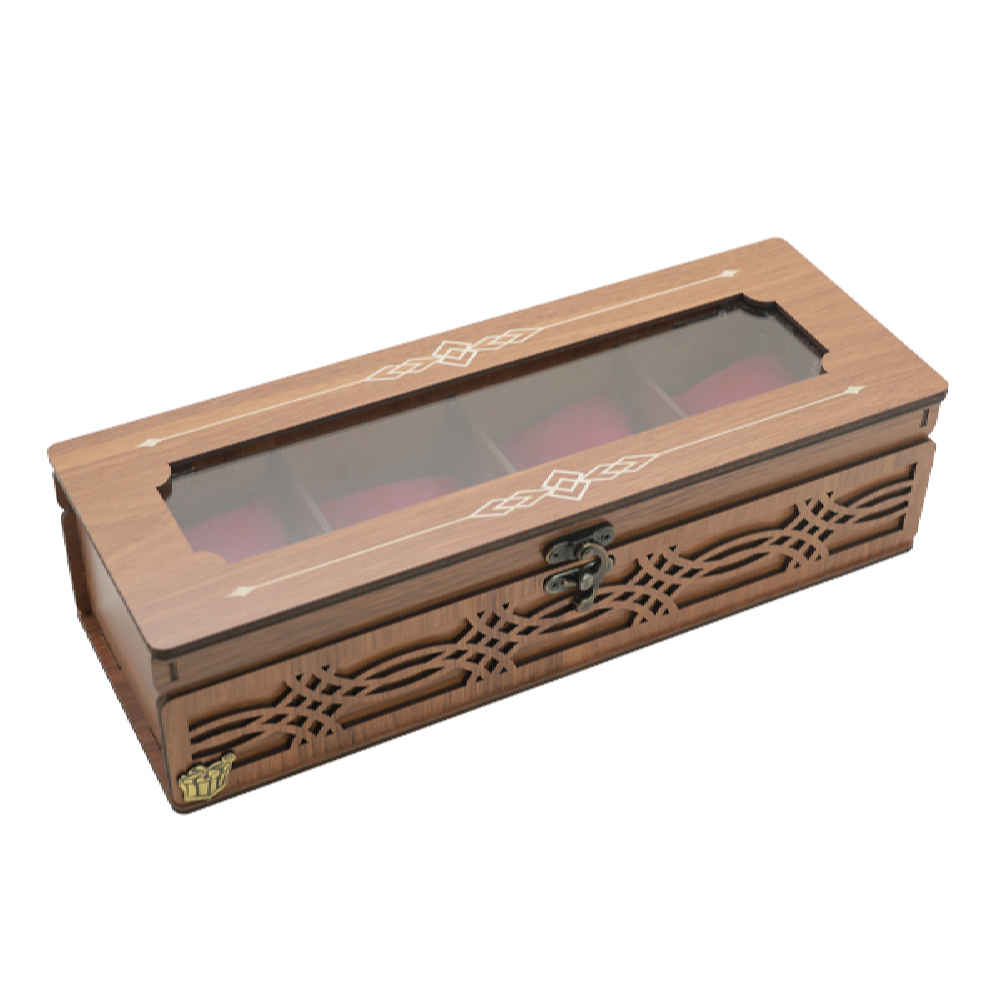 d box 059 Wooden Watch Box with Velvet Pillows – 4 Slots