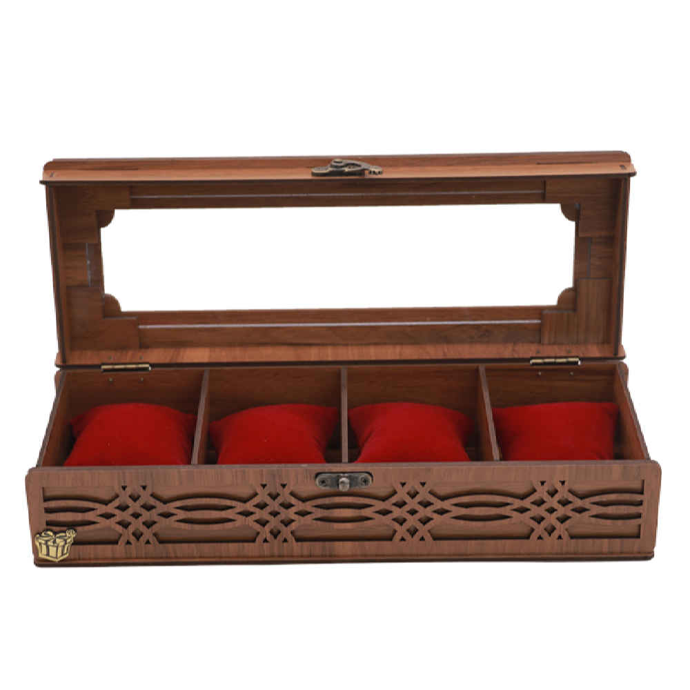 d box 059 Wooden Watch Box with Velvet Pillows – 4 Slots