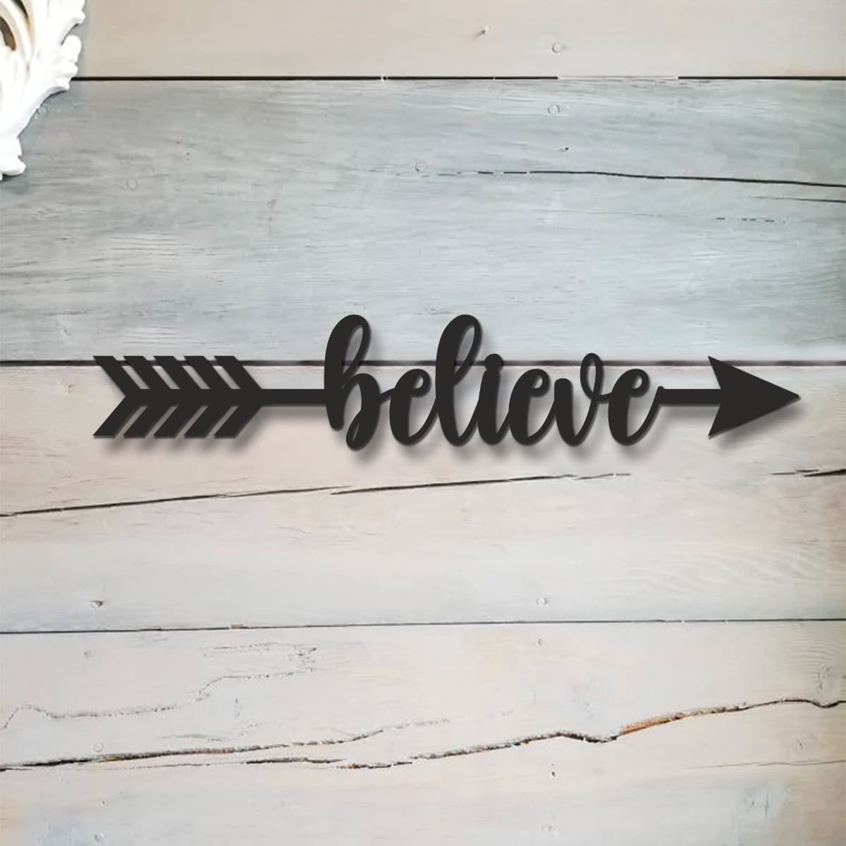 Wooden Arrow Sign | Believe
