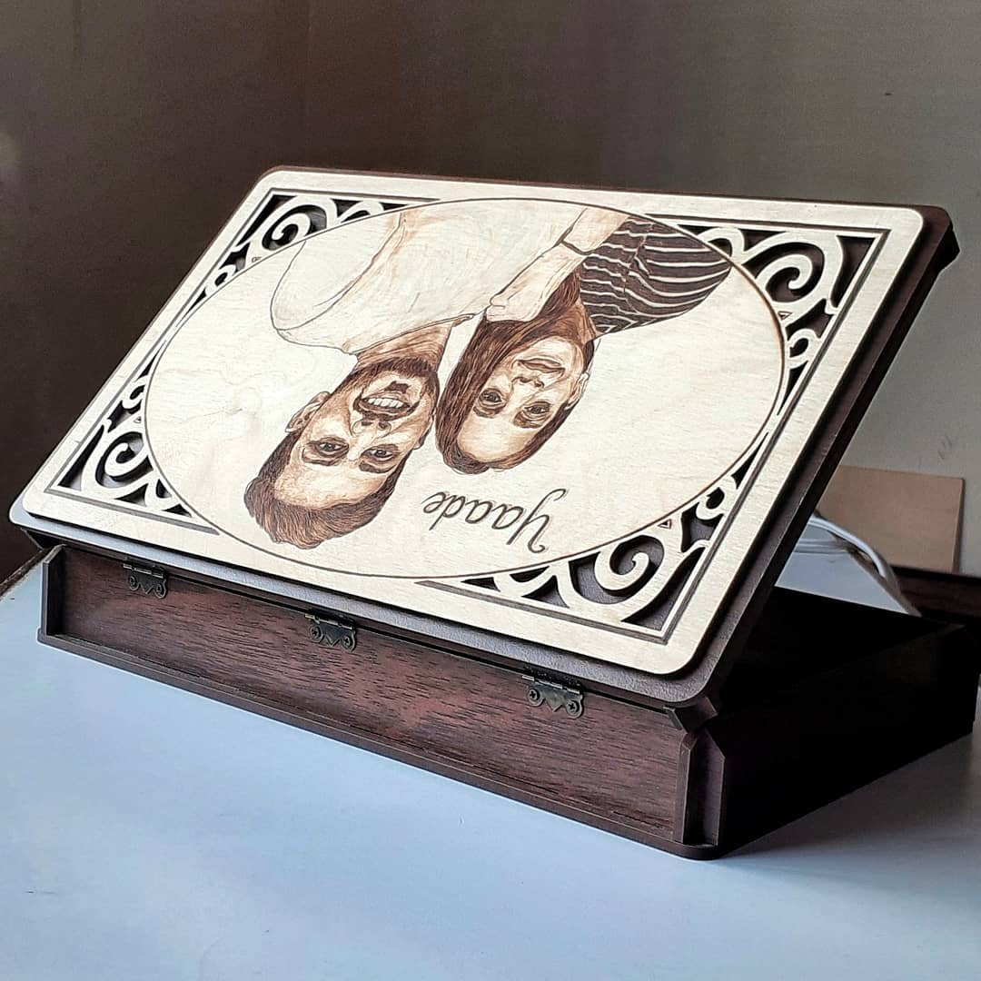 Personalized Wooden Wedding Gift Box with Engraved Photo & Couple’s Names