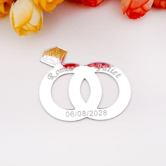 Personalized Double Rings Acrylic Mirror Sticker