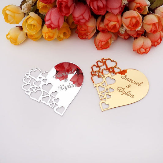 Personalized Mirror Heart Stickers