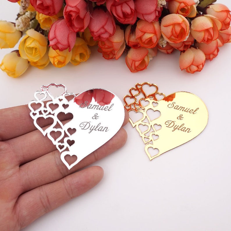 Personalized Mirror Heart Stickers