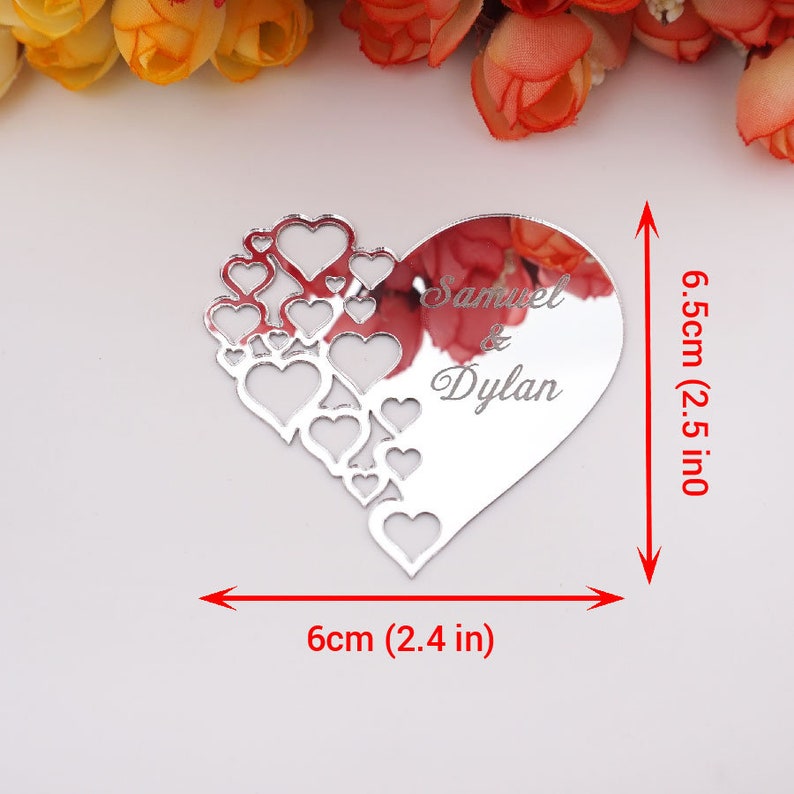 Personalized Mirror Heart Stickers