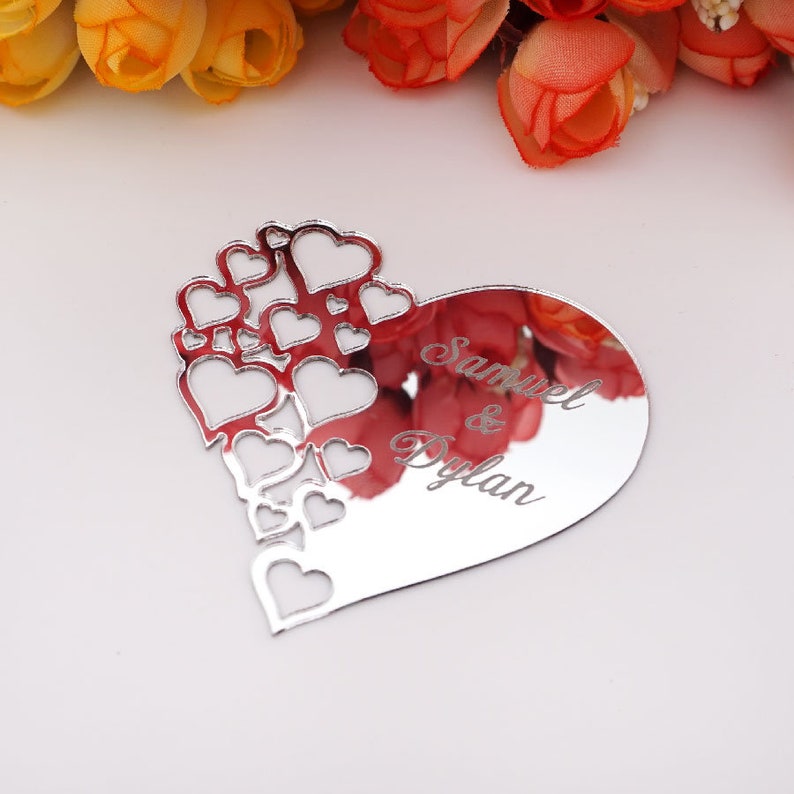 Personalized Mirror Heart Stickers