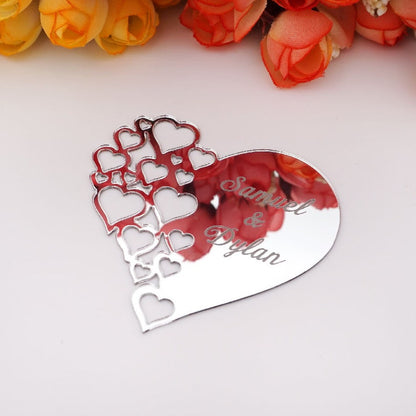 Personalized Mirror Heart Stickers