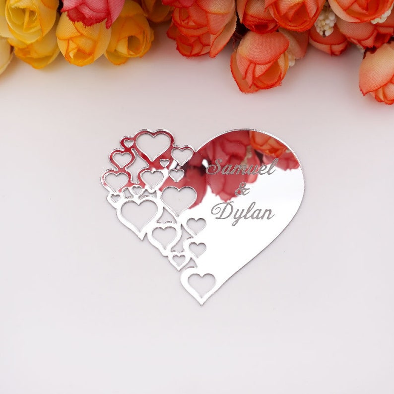 Personalized Mirror Heart Stickers