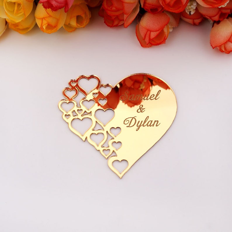 Personalized Mirror Heart Stickers