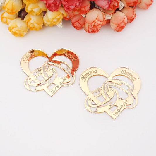 Personalized Mirror Heart with Wedding Ring