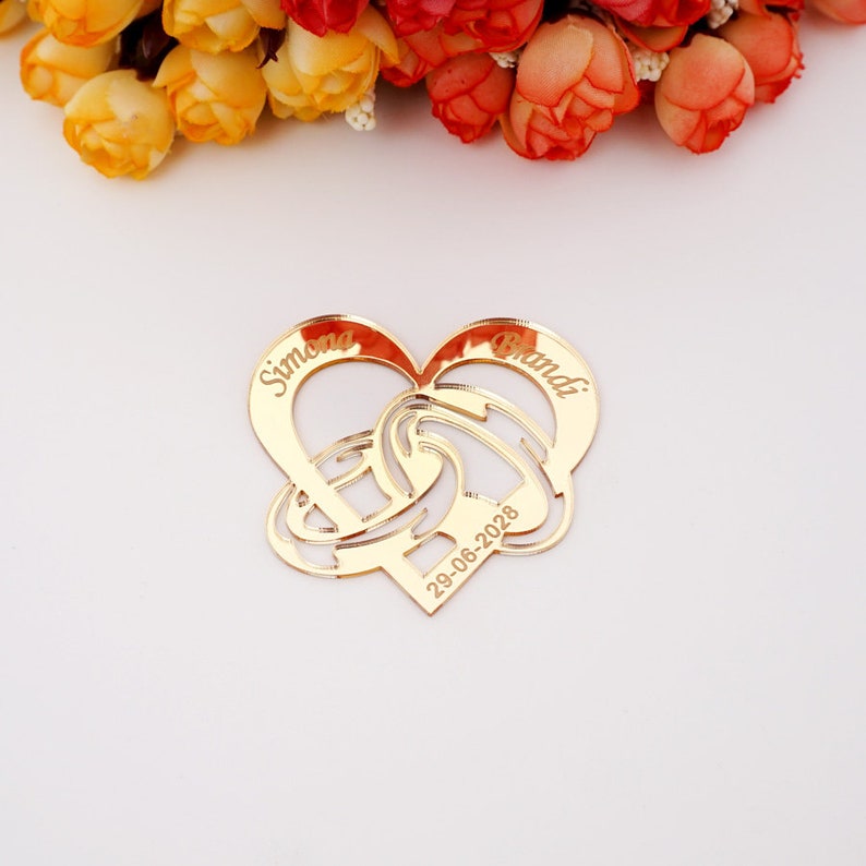 Personalized Mirror Heart with Wedding Ring