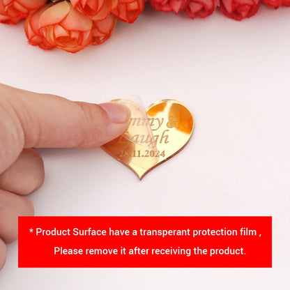 Personalized Acrylic Mirror Heart wedding Tags