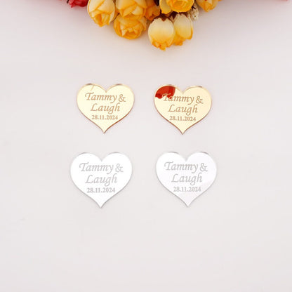 Personalized Acrylic Mirror Heart wedding Tags