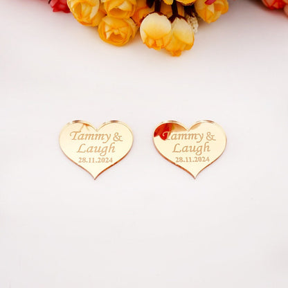 Personalized Acrylic Mirror Heart wedding Tags