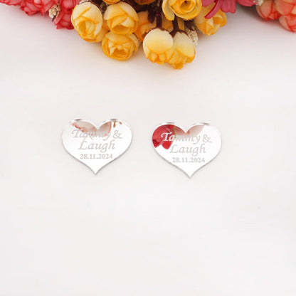 Personalized Acrylic Mirror Heart wedding Tags