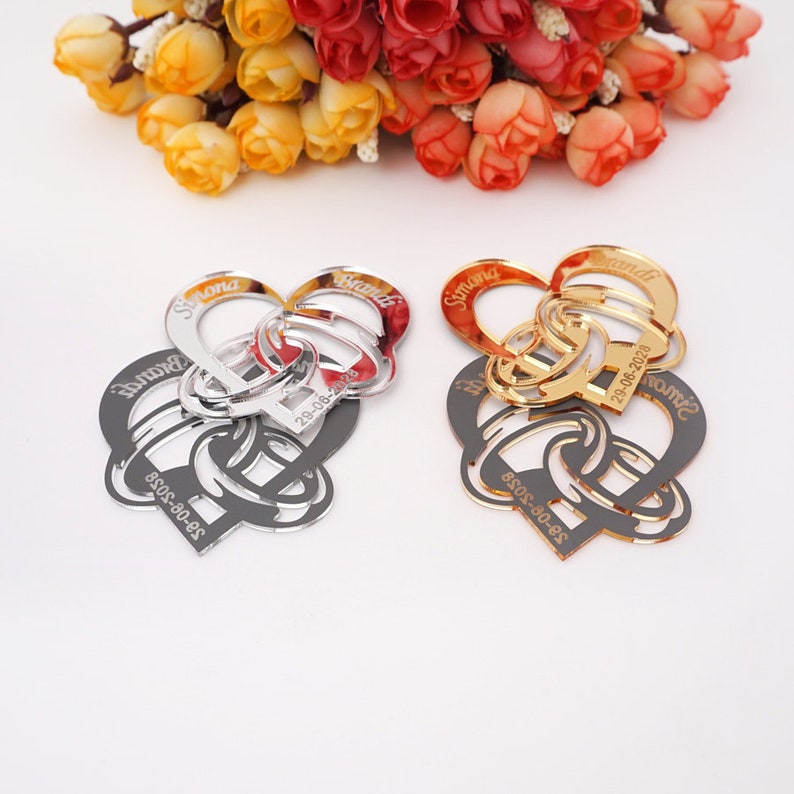 Personalized Mirror Heart with Wedding Ring