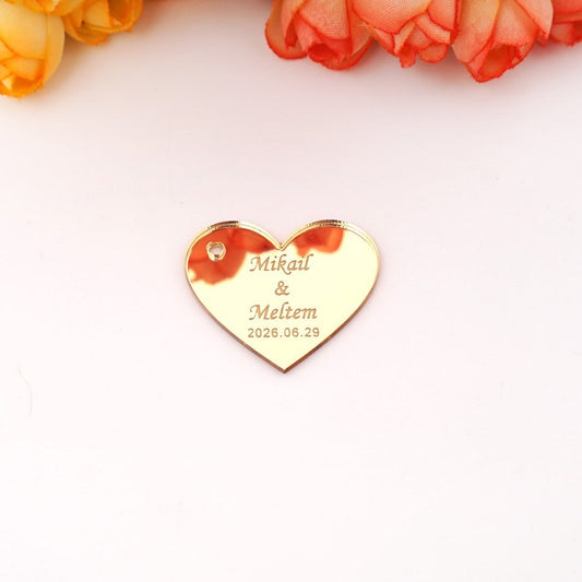 Personalized Mirror Heart Tags