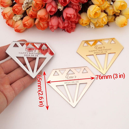 Diamond Shape Acrylic Mirror Tags