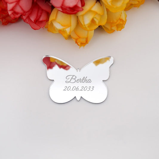 Personalized Acrylic Mirror Butterfly Tags