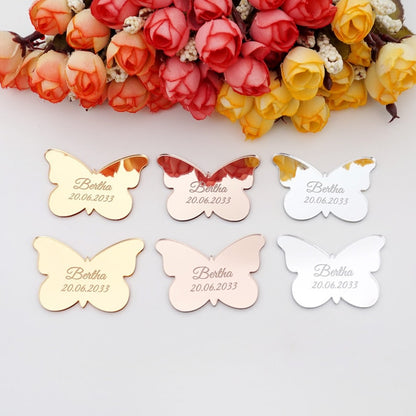 Personalized Acrylic Mirror Butterfly Tags