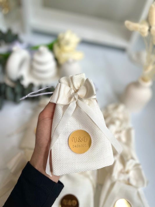 Personalized White Wedding Gift Bags