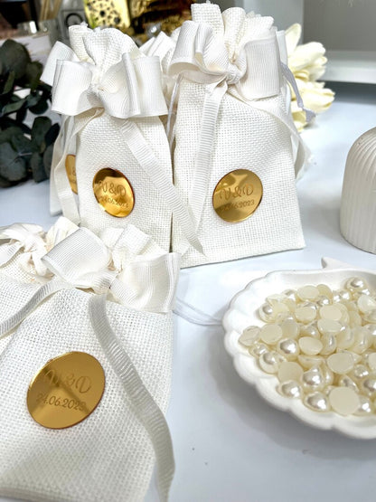 Personalized White Wedding Gift Bags