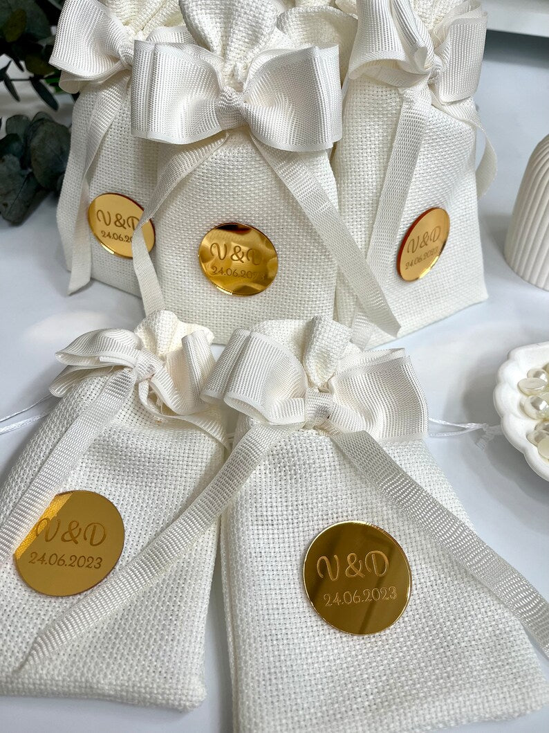 Personalized White Wedding Gift Bags