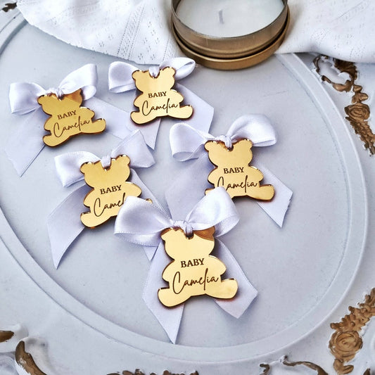Teddy Bear Acrylic Mirror Tag