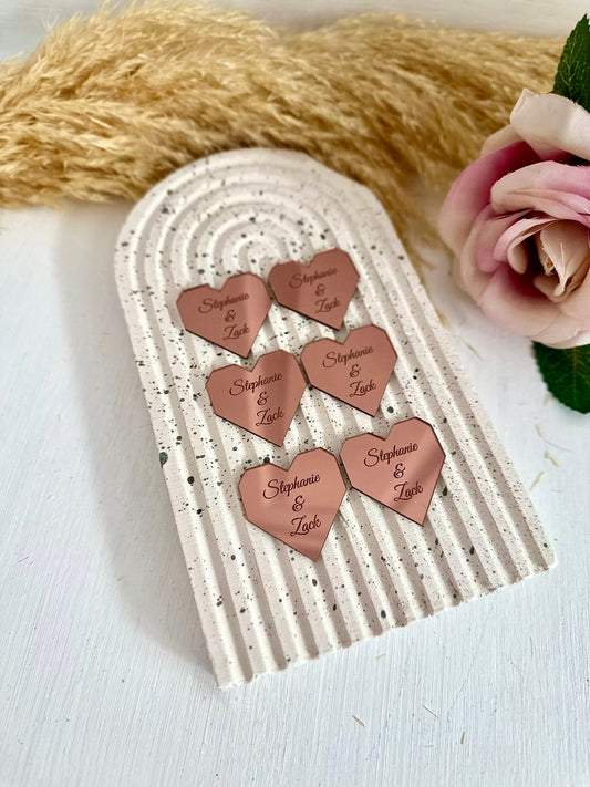 Custom Hexagon Heart Acrylic Tags