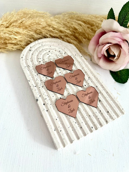 Custom Hexagon Heart Acrylic Tags