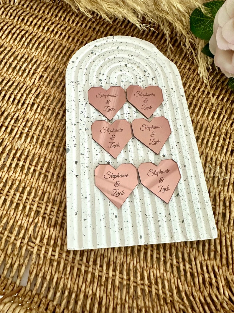 Custom Hexagon Heart Acrylic Tags