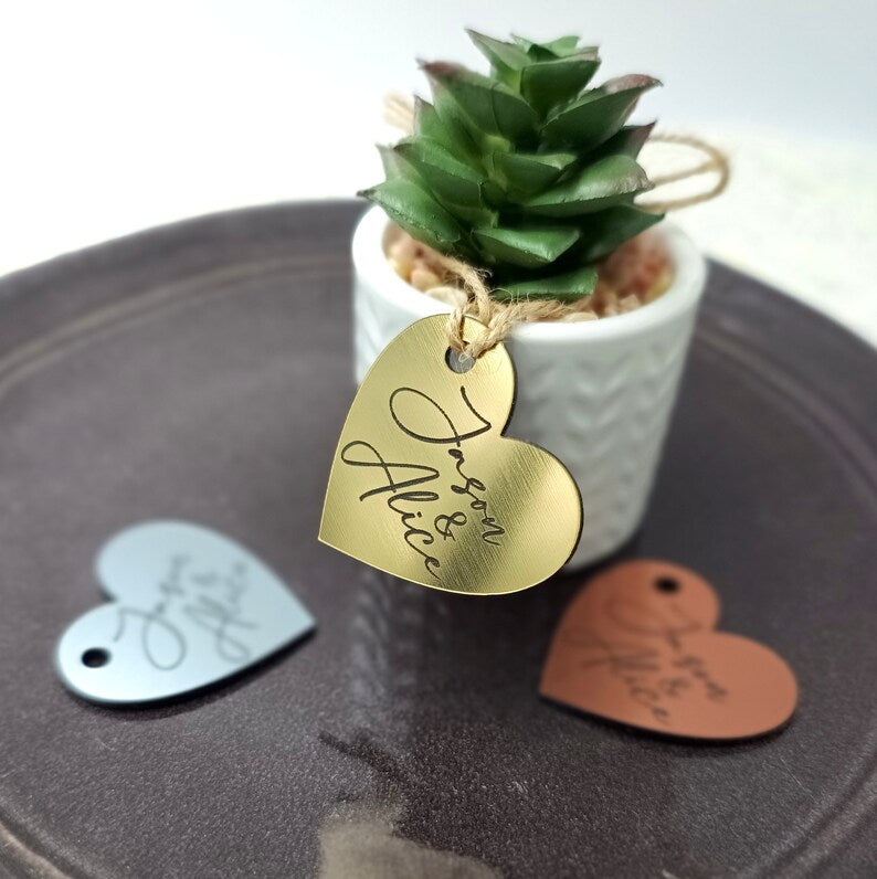 Personalized Heart-Shaped Acrylic Wedding Favor Tags