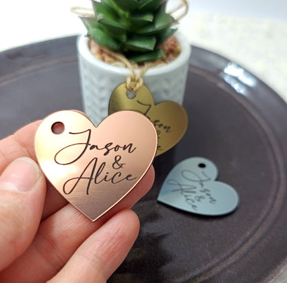 Personalized Heart-Shaped Acrylic Wedding Favor Tags