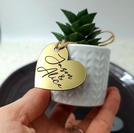 Personalized Heart-Shaped Acrylic Wedding Favor Tags