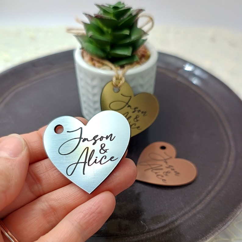 Personalized Heart-Shaped Acrylic Wedding Favor Tags