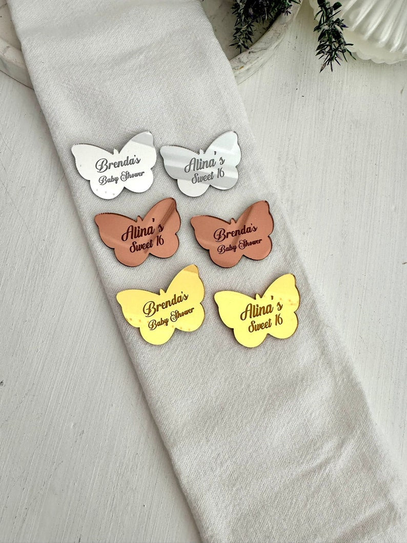 Butterfly Acrylic Mirror Tag