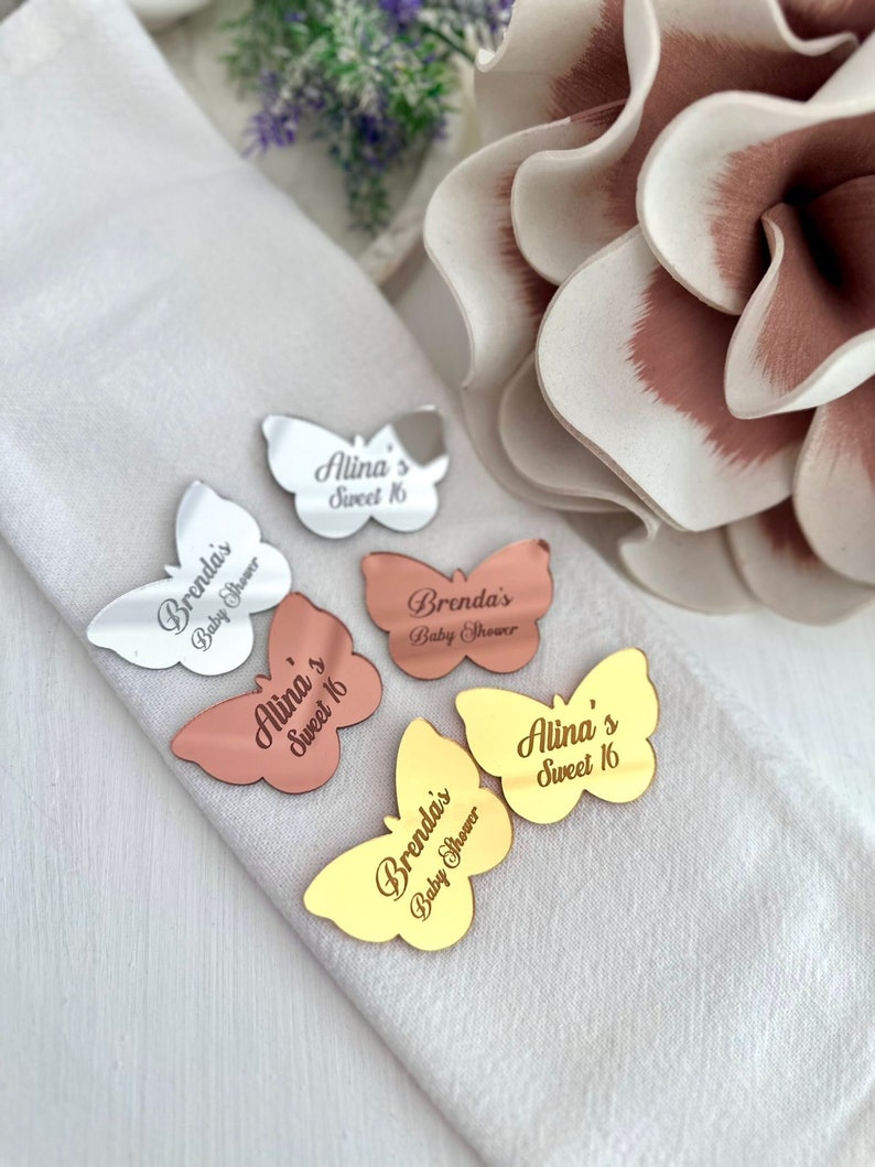 Butterfly Acrylic Mirror Tag