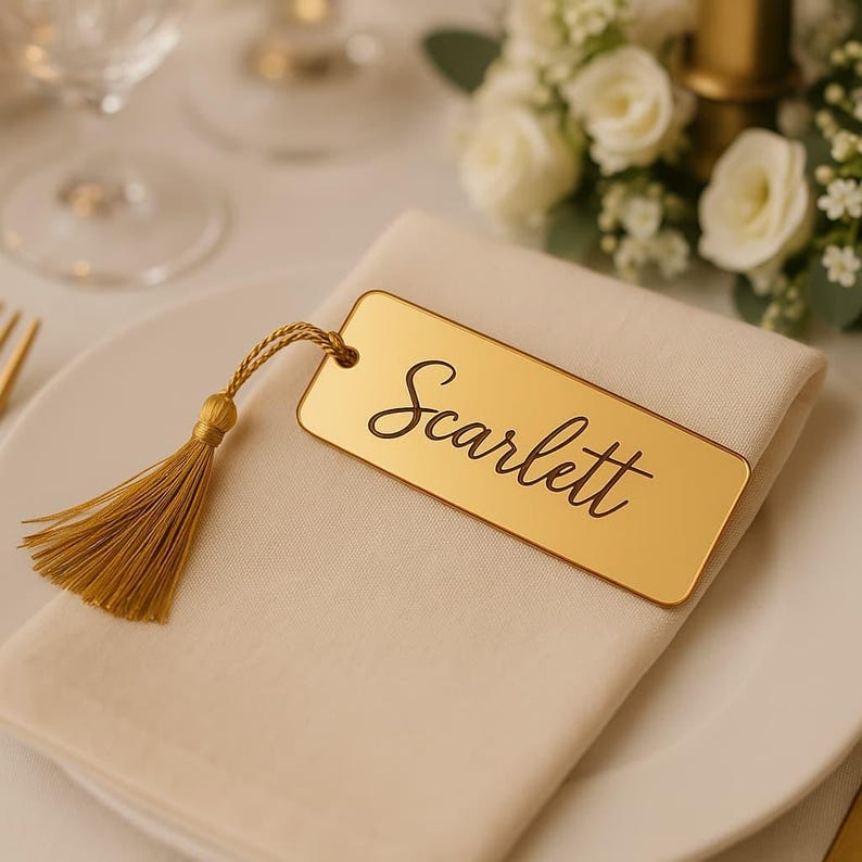Elegant Personalized Mirror Acrylic Name Tags