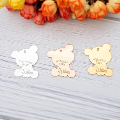 Teddy Bear Acrylic Mirror Tag